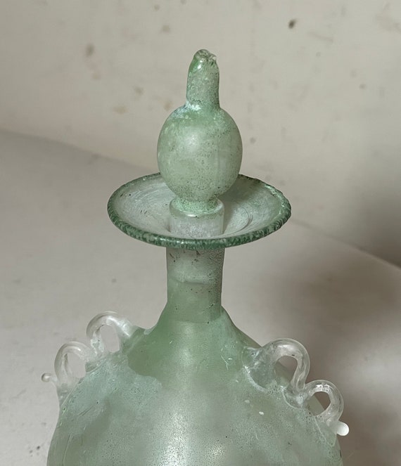 antique hand blown Italian lidded frosted glass p… - image 4