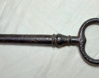 LARGE rare antique 18th century shipwreck wrought iron strong box skeleton key