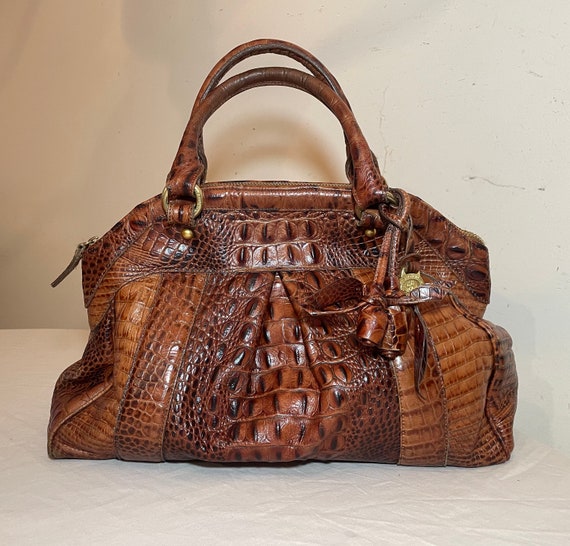 Vintage Brahmin Brown Leather Croc Alligator Purse Arm & Shoulder Bag | eBay
