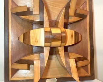 large hand carved wood original Alex Sterin dimensional wall sculpture statue