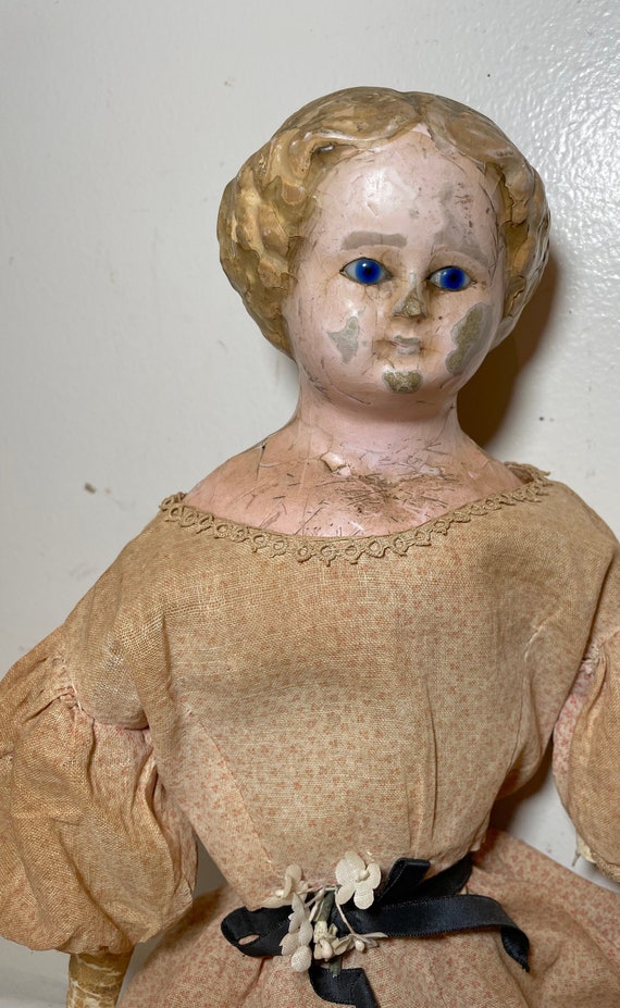 Rare 1800 s Antique German Papier Mache 21.5 Inch Handmade Lady Porcelain Doll Etsy UK
