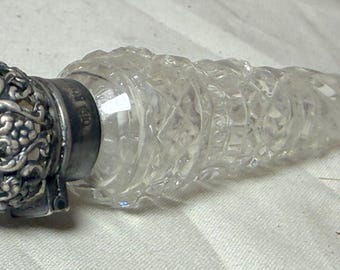 antique 19th century Unger Brothers sterling silver cut crystal perfume bottle