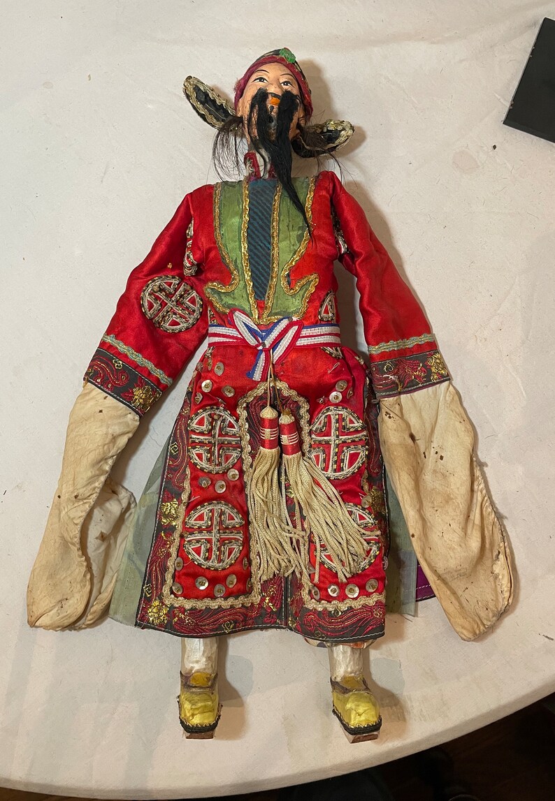 LARGE Antique Chinese Peking Opera Theatre Puppet Chaozhou Doll Qing ...