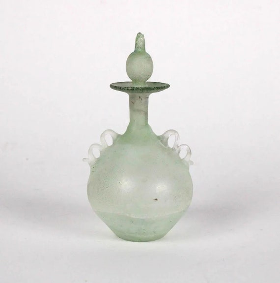 antique hand blown Italian lidded frosted glass p… - image 3