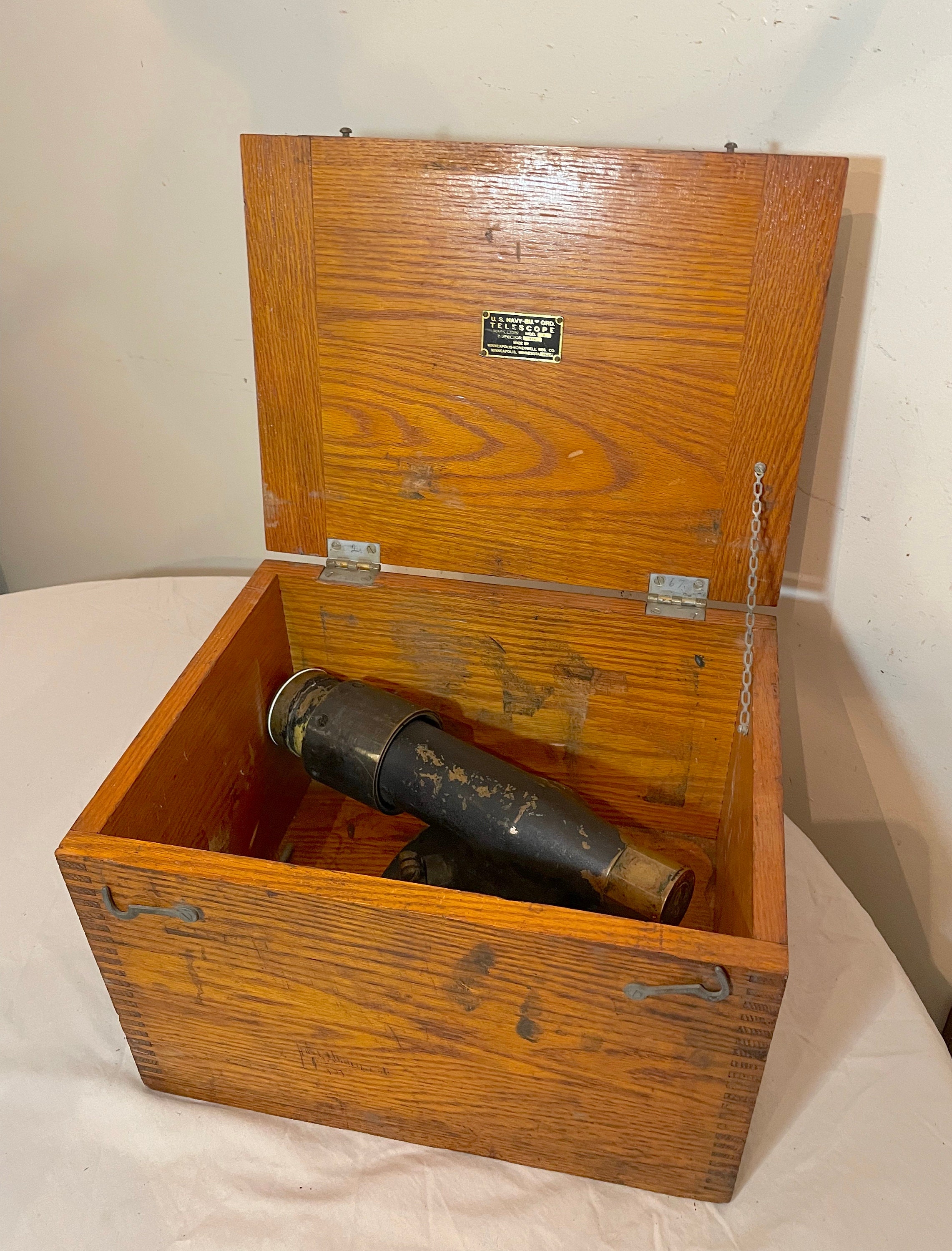 Vintage 1943 WWII US Navy Brass Telescope Mark 74 Model 1