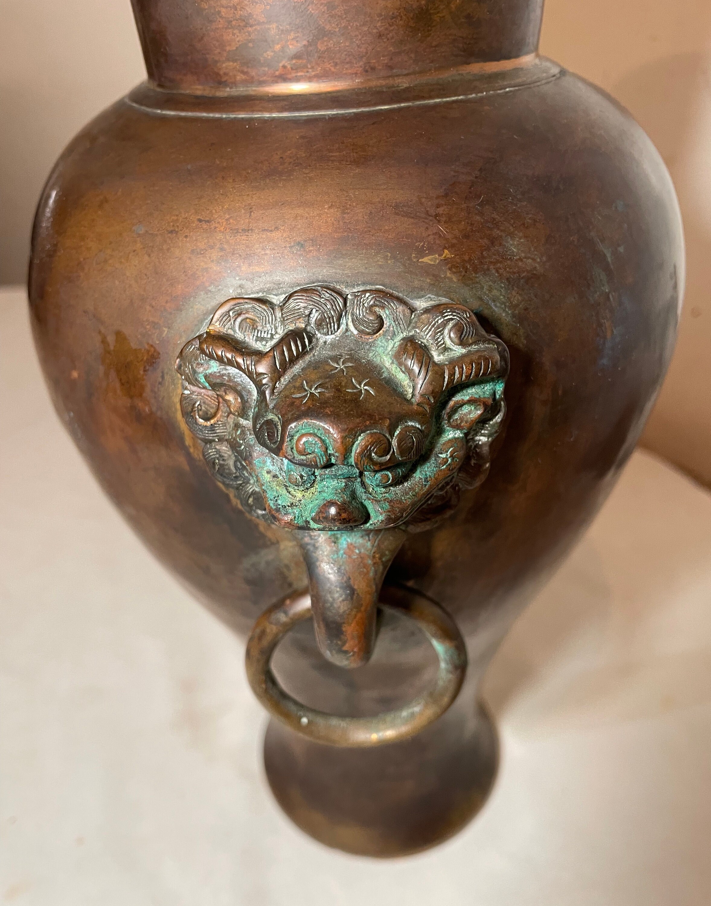 Antique 19th Century Chinese Foo Lion Dog Handle Dovetailed