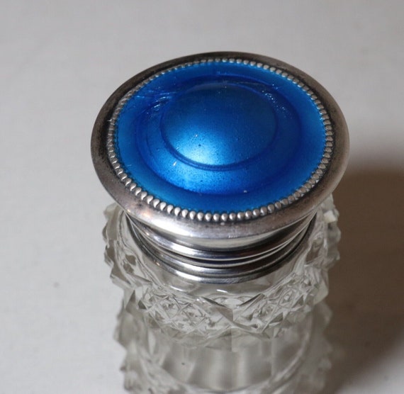 antique Birmingham blue guilloche enameling sterl… - image 4