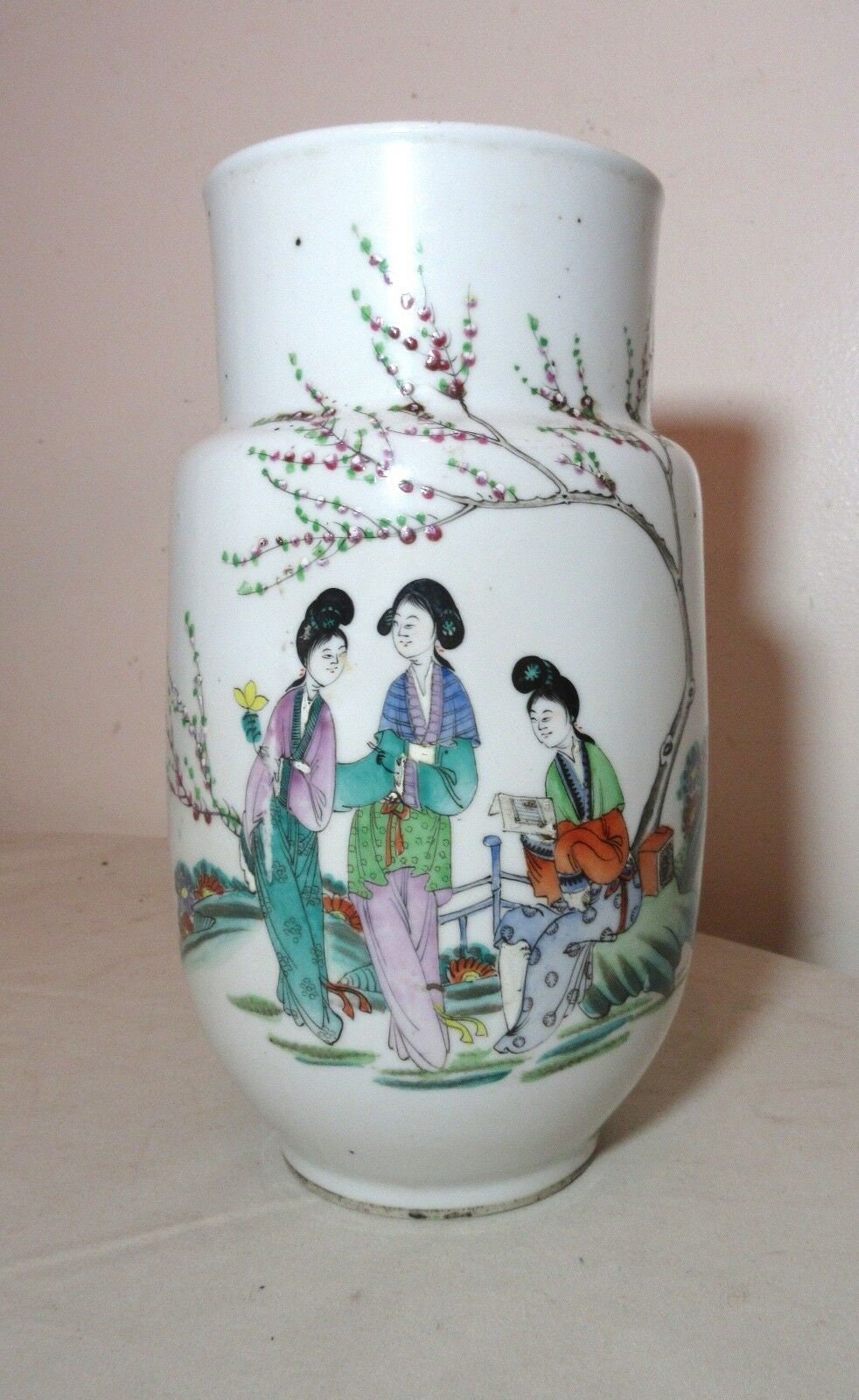 Rare Antique Republic Of China Chinese Porcelain Pottery Famille Rose Vase Jar