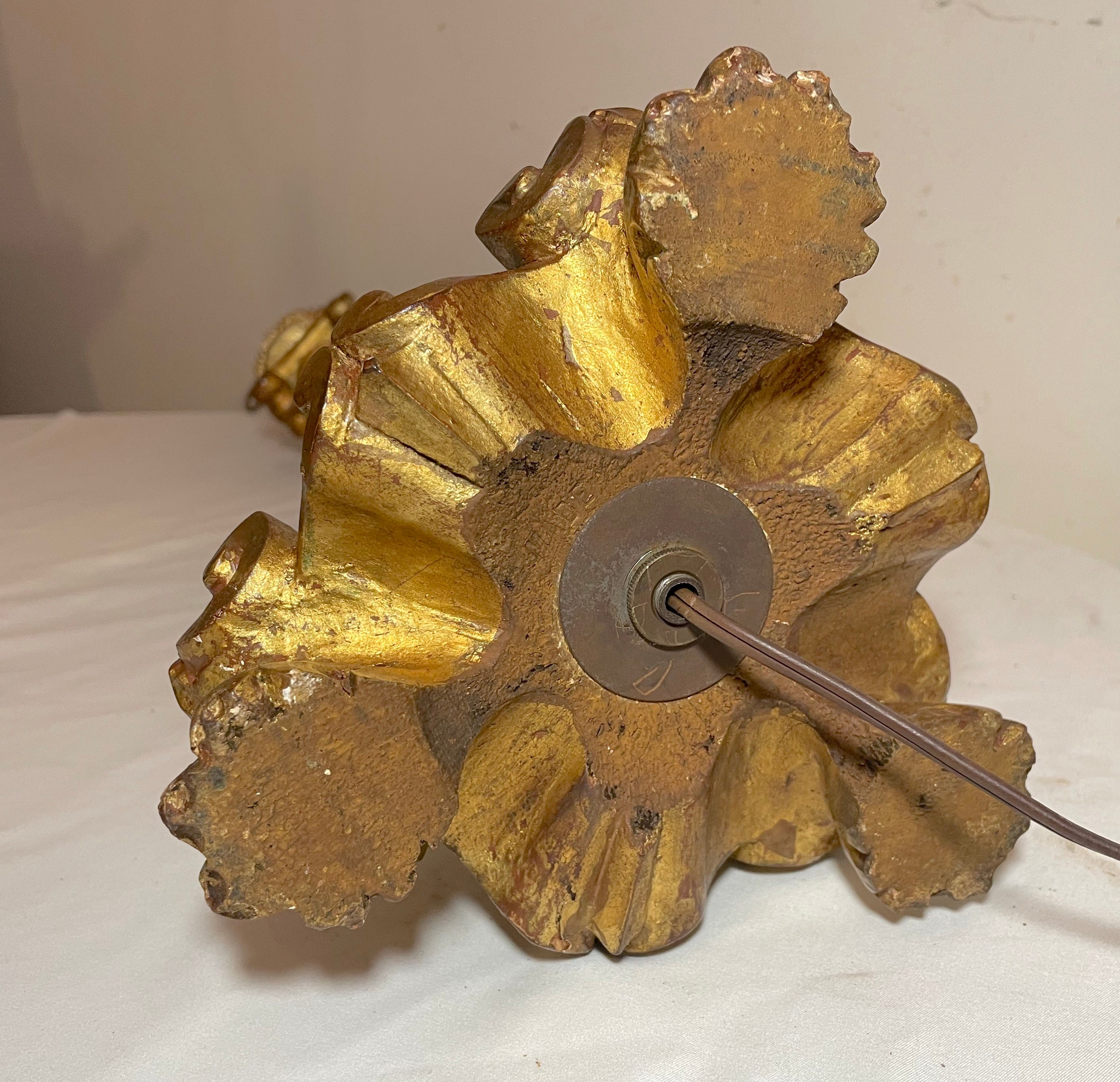 LARGE Antique Hand Carved Ornate Gilt Wood Italian Electric
