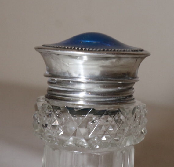 antique Birmingham blue guilloche enameling sterl… - image 8
