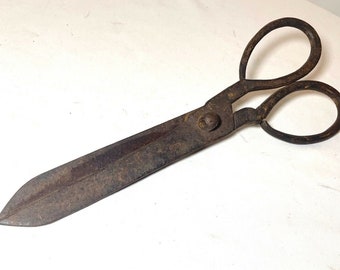 LARGE early 19th century antique hand wrought iron blacksmith shears scissors