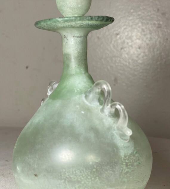 antique hand blown Italian lidded frosted glass p… - image 2