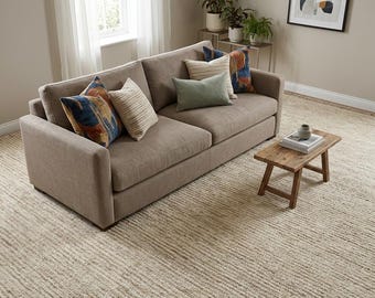Hand-Loomed Wool Doormat, Ribbed Textured Neutral Entryway Rug