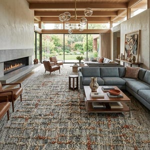 Modern Abstract Textured Area Rug, Neutral Grey Rust Carpet, 9x12 Handtufted Wool Blend