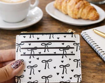 Slim Card Holder Wallet | Bow Pattern, Minimalist Keychain Accessory