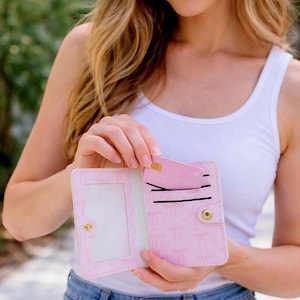 Bow Print Slim Card Holder Wallet | Minimalist Keychain Design