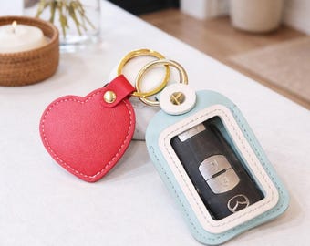 Housse pour porte-clés de voiture pastel | Porte-clés en cuir PU