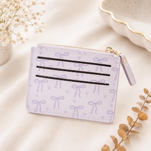 Slim Card Holder Wallet | Bow Pattern, Minimalist Keychain Accessory