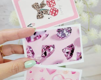 Skin pour carte de crédit | Sticker Cœurs roses, diamants, noeud porte-bonheur