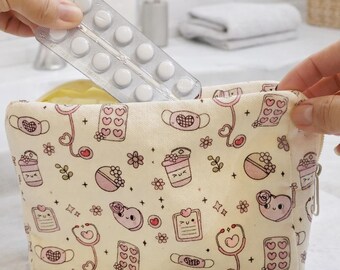 Pochette de voyage en toile, range-médicaments, étui de rangement pour pilules