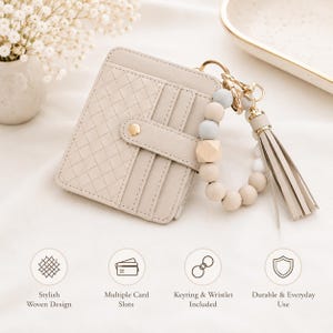 Faux Leather Wristlet Wallet with Tassel Keychain