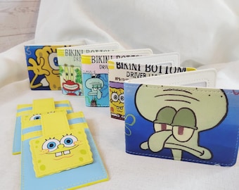 Portefeuille éponge dessin animé | Mini porte-cartes jaune | Accessoire nostalgique de l'an 2000