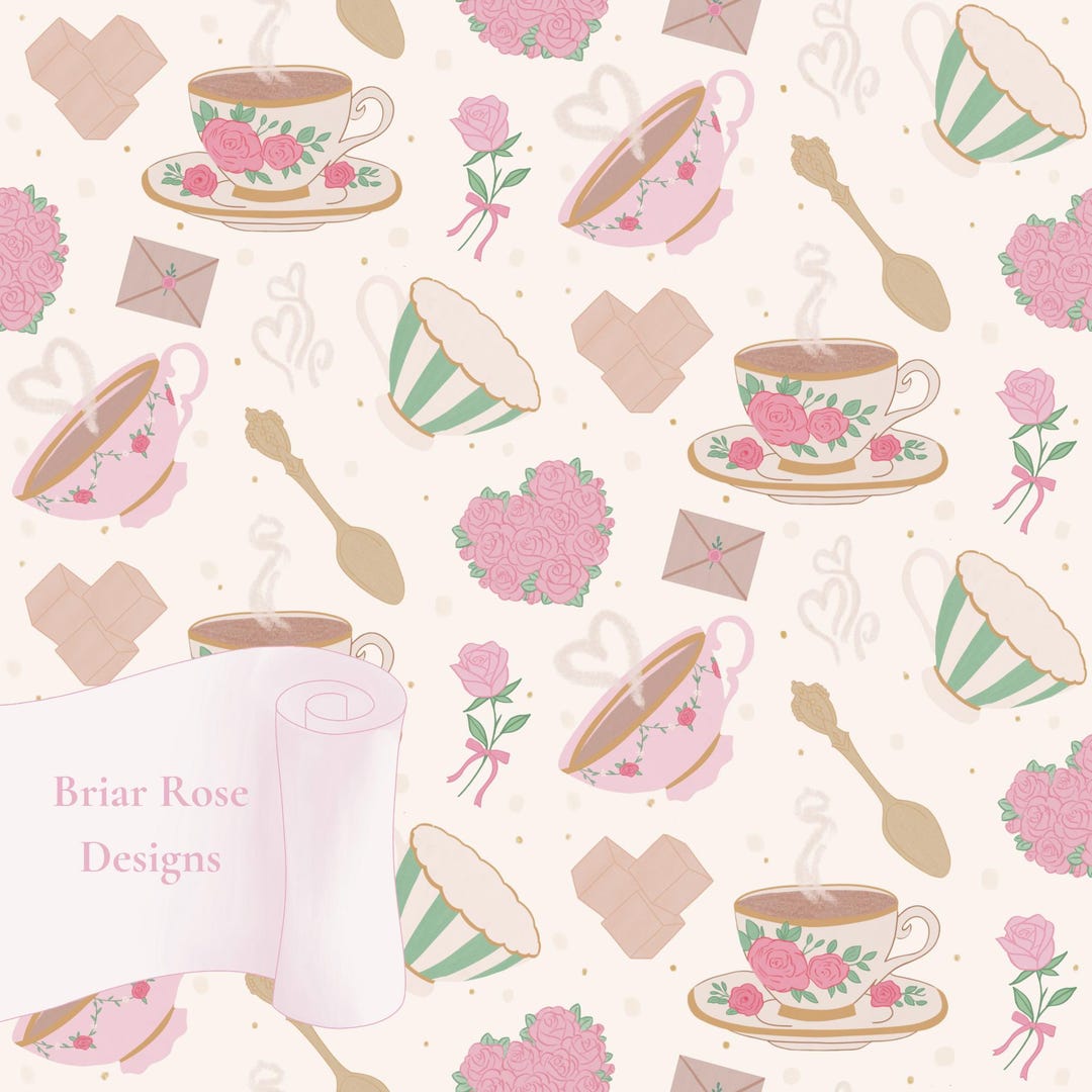 Vintage Tea Cup Seamless File | Tea Party Repeating Pattern | Romantic ...