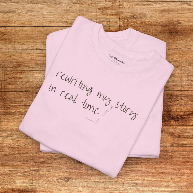 rewriting my story shirt motivational mindset t-shirt for women personal growth gift healing journey tee self improvement shirt Light Pink