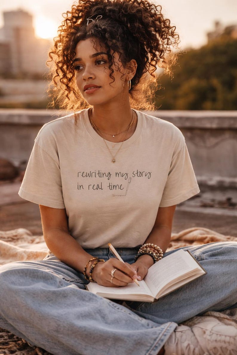 rewriting my story shirt motivational mindset t-shirt for women personal growth gift healing journey tee self improvement shirt image 2