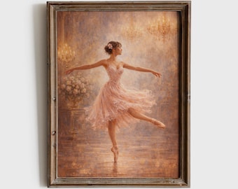 Stampa artistica da parete con ballerina, poster di danza vintage, elegante arte del balletto, decorazione estetica neutra, arte murale romantica e suggestiva - N217B