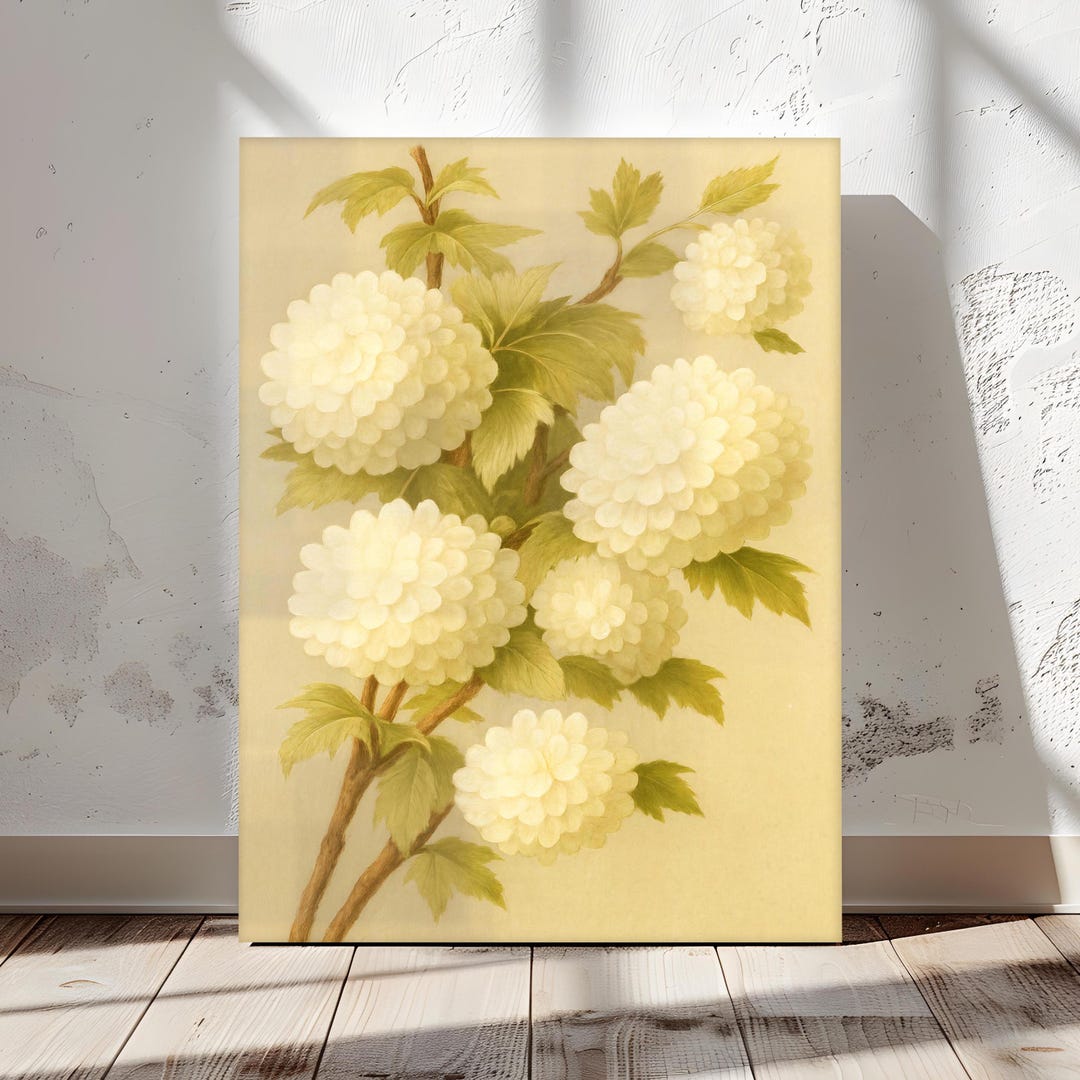 Botanical Wall Art White Flowers Canvas Print, Cottagecore Floral ...