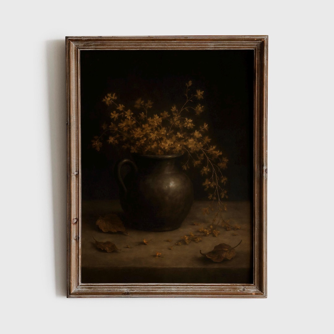 Dark Floral Still Life Digital Download, Vintage Botanical Wall Art ...
