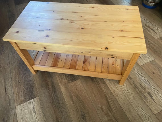 Solid Wood Coffee Table: 100+ Year Old Southern Yellow Pine, Handcrafted Storage Shelf