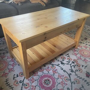 Solid Wood Coffee Table: 100+ Year Old Southern Yellow Pine, Handcrafted Storage Shelf image 8
