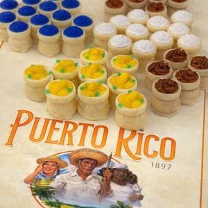 Puerto Rico 3D-resursset – Deluxe-uppgradering – 50 delar – Brädspelsuppgradering – Indigo Sugar Corn Tobacco Coffee – Brädspelstillbehör