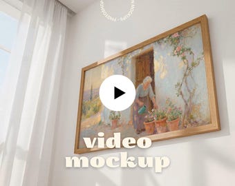Horizontaler Videorahmen Mockup, Landschaftsrahmen-Modell Video, animiertes PSD-Modell, minimale Ästhetik, Poster-Mockup-Video (PSD .mp4)