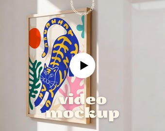 Animated Vertical Frame Mockup Video | Minimal Poster Frame Video | Wall Art Mockup Video (PSD + MP4)