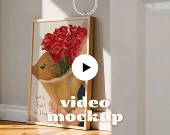 Vertikaler Videorahmen Mockup, Rahmen Mockup Video, animiertes PSD Mockup, minimale Ästhetik, Poster Mockup Video (PSD .mp4)