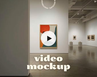 Animated Gallery Wall Art Video Mockup, Minimalist Video Template (PSD .mp4)