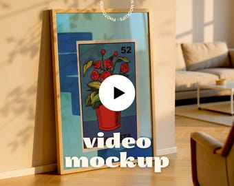 Animated Vertical Frame Mockup Video | Minimal Poster Frame Video | DIN A Ratio Wall Art Mockup (PSD + MP4)