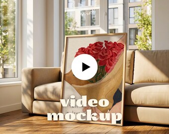 Vertical Wall Art Video Mockup | Natural Light, Shadow (PSD + MP4)