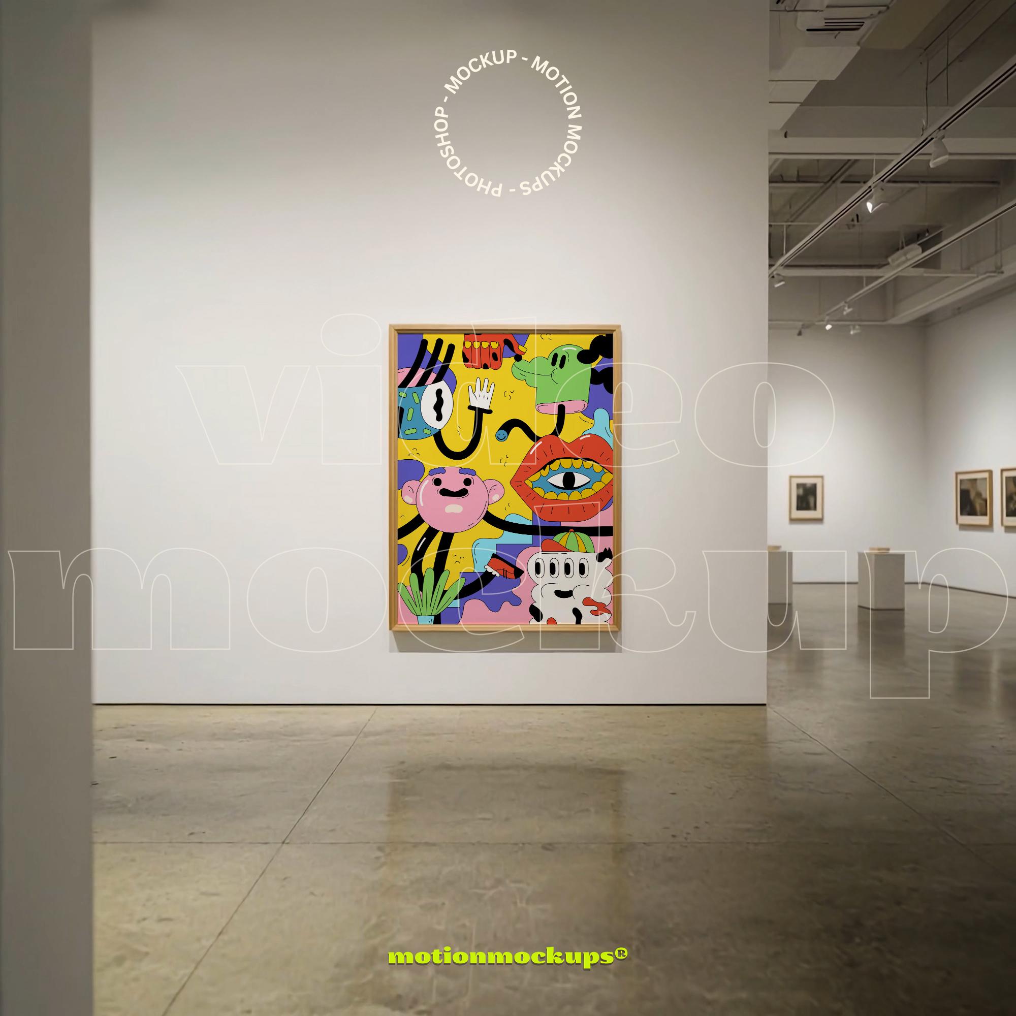 Animated Gallery Wall Art Video Mockup, Minimalist Video Template (PSD ...