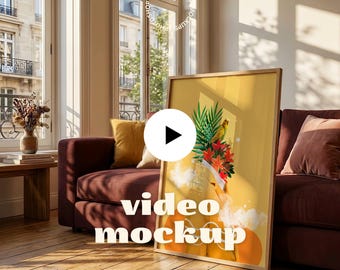 Animated Vertical Frame Mockup | Sunlit Minimalist Interior (PSD + MP4)