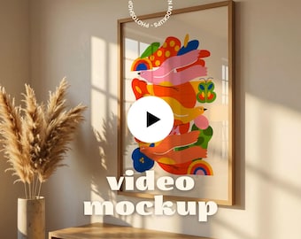 Animated Video Frame Mockup Bundle, Boho Shadow Overlay (PSD .mp4)