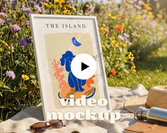Lifestyle-videolijstmodel: tuinbloemen, natuurlijk licht postermodelvideo (psd + mp4)