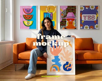 Mockup galerijwand, woonkamerinterieur (PSD)