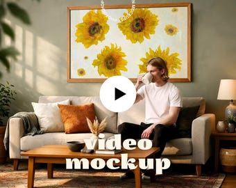 Horizontal Frame Video Mockup | Landscape Frame Mockup Video Mobile | Poster Mockup Video | Animated PSD Mockup Reel (PSD + MP4)