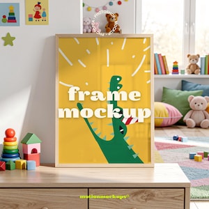 Rammodell för barnrum, vertikal rammodell för DIN A, väggkonstmodell för barnrum, minimalistisk väggkonstmodell för barnrum, smart objekt (PSD)