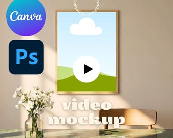 Canva Video Frame Mockup: Vertical Frame Ratio, Drag & Drop, Animated Frame Mockup (CANVA + PSD + MP4)
