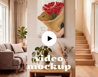 Animated 2:3 Canvas Video Mockup – Minimal Interior Showcase (PSD + MP4)